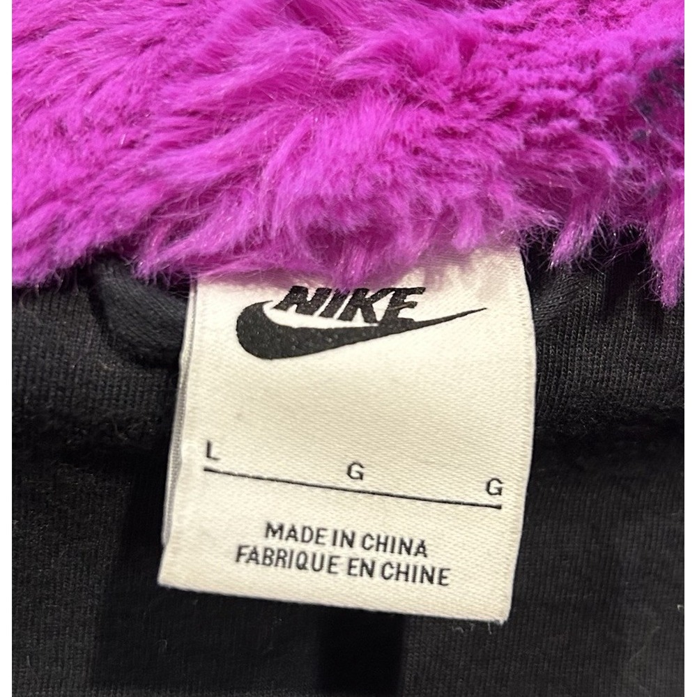 Nike Printed Faux Fur Jacket Women's Large Purple Full Zip AOP Soft DX6416-551 - Picture 7 of 9